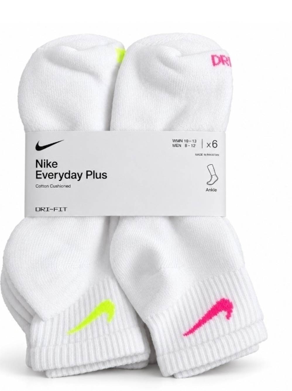 NIKE SIZE large CUSHIONED TRAINING ANKLE SOCKS 6) PAIRS WHITE #3